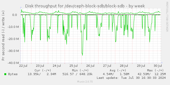 Disk throughput for /dev/ceph-block-sdb/block-sdb